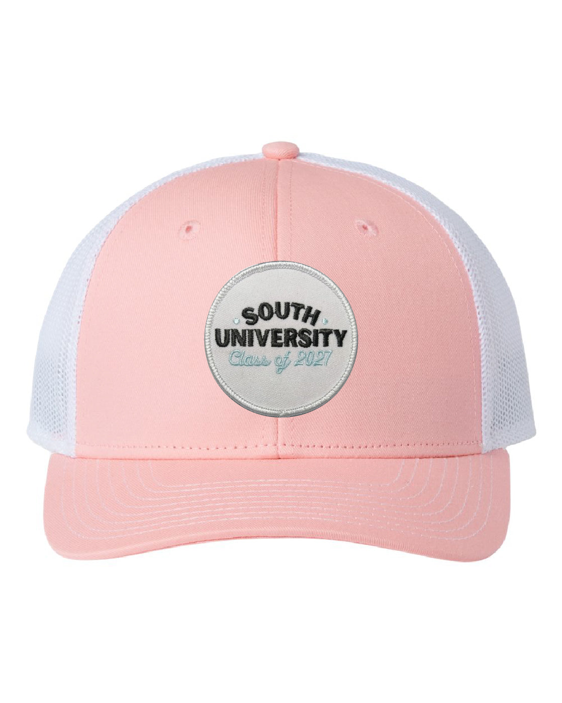 "SOUTH UNIVERSITY CLASS OF 2027" TRUCKER SNAPBACK CAP (Pink/White)