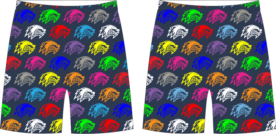 WOLVERINES CUSTOM SUBLIMATION POCKETED SHORTS (MULTI LOGO)