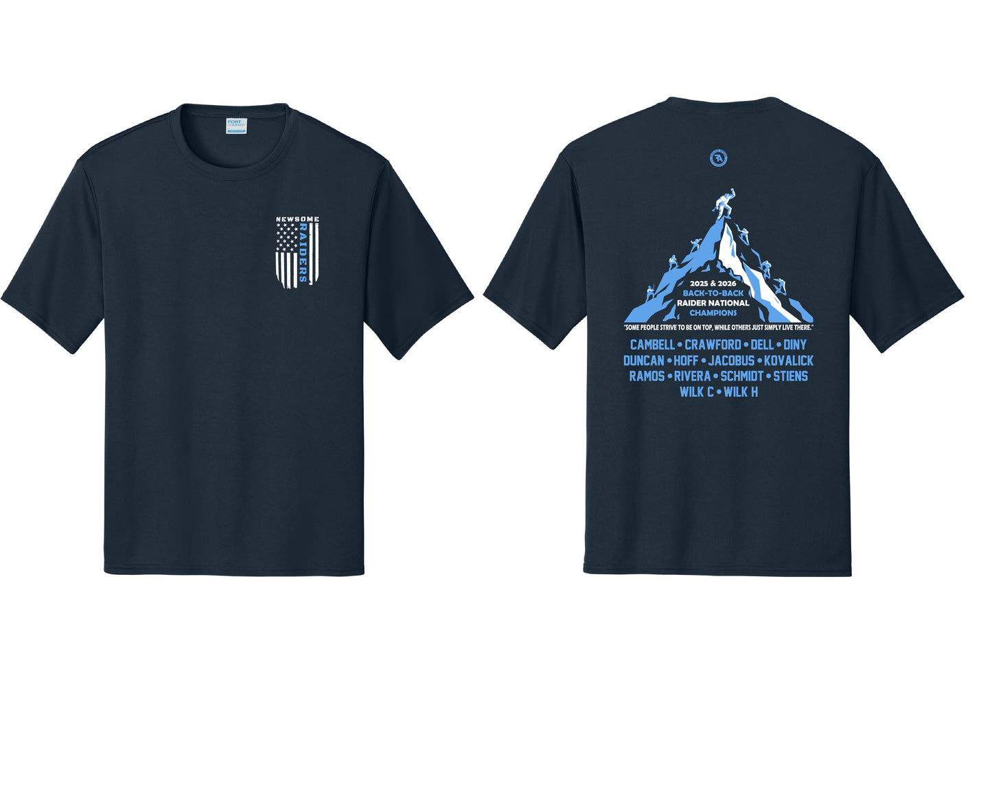 NEWSOME RAIDERS BACK-TO-BACK STATE CHAMPS DRIFIT TEE