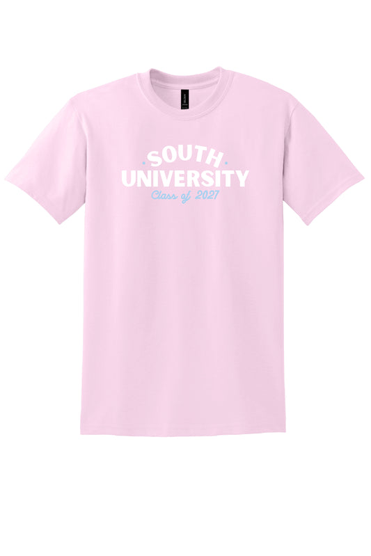 "SOUTH UNIVERSITY CLASS OF 2027" COTTON BLEND TEE (Pink)