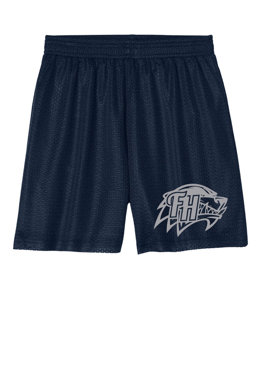 UNISEX FISHHAWK FH WOLVERINE LOGO MESH SHORTS (NAVY)
