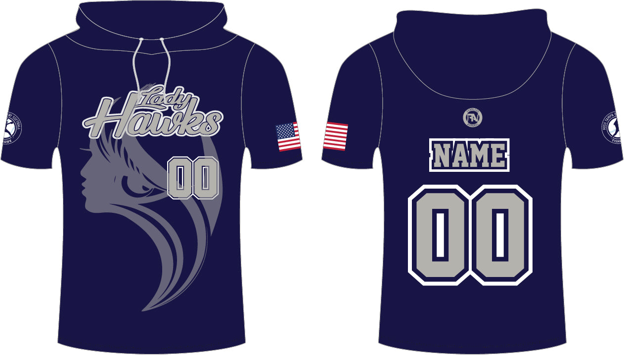 LADY HAWKS CUSTOM SUBLIMATION S/S HOODED TEE