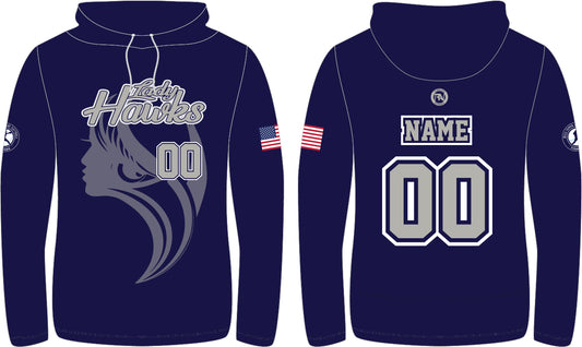 LADY HAWKS CUSTOM SUBLIMATION L/S HOODED TEE