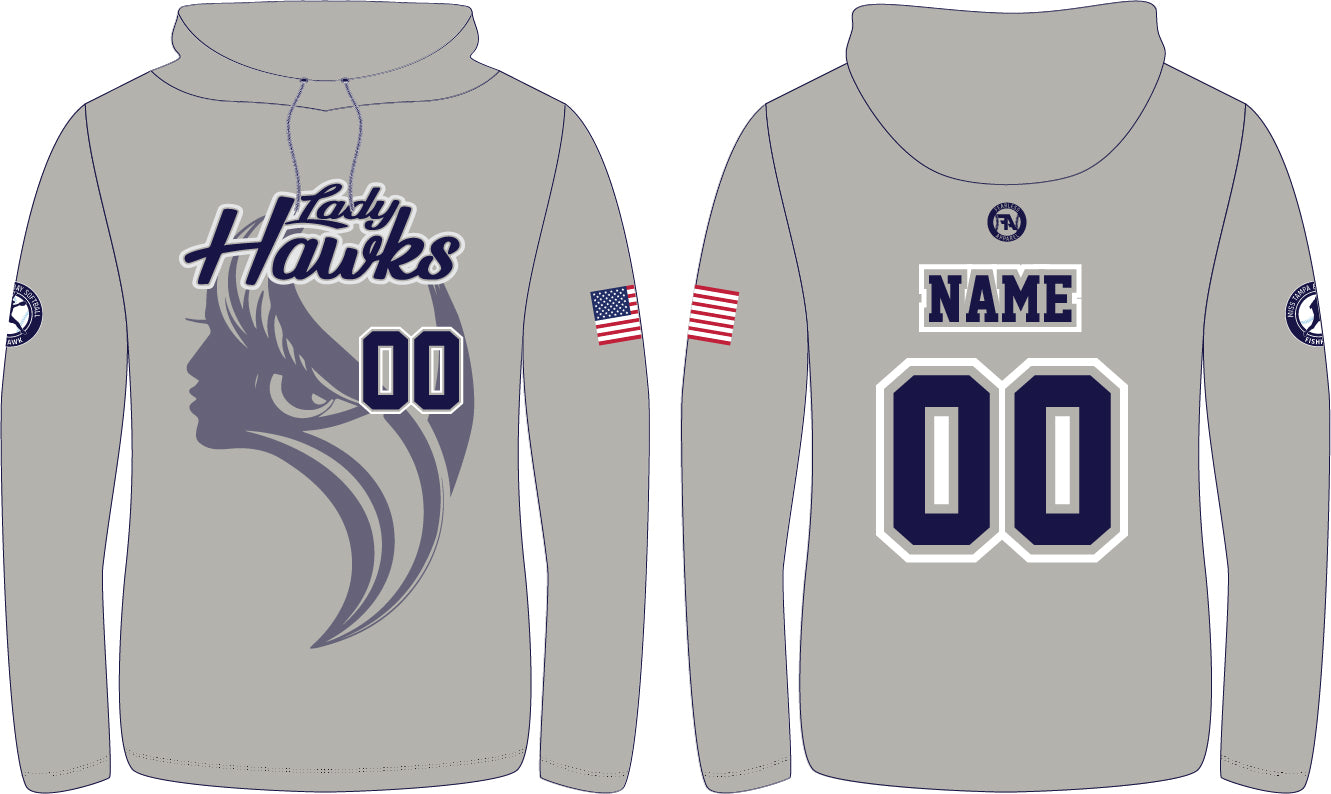 LADY HAWKS CUSTOM SUBLIMATION L/S HOODED TEE